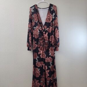 Elegant Floral Long Sleeve Dress